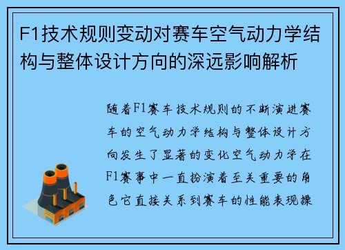 F1技术规则变动对赛车空气动力学结构与整体设计方向的深远影响解析